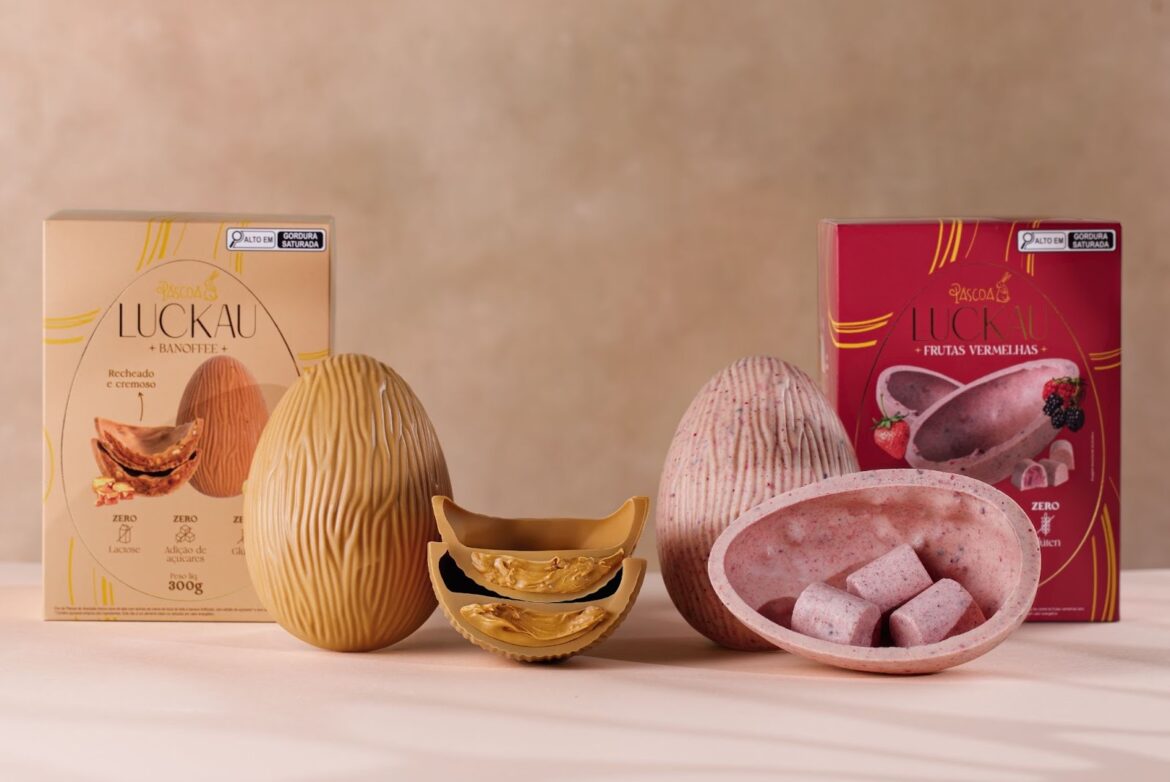 Luckau lança ovos de Páscoa sem açúcar, lactose e glúten com novos sabores Banoffee e Frutas Vermelhas